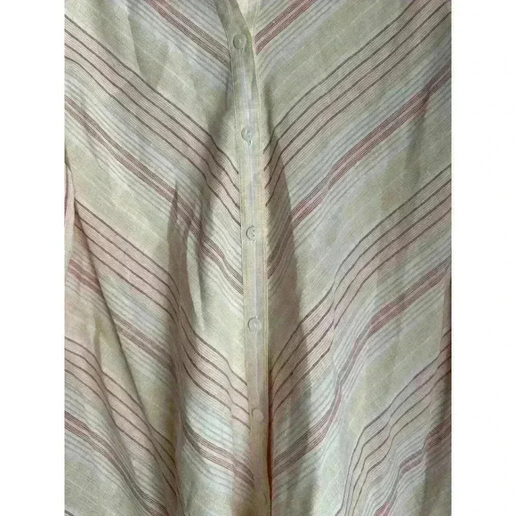 CHICO'S No Iron 100% Linen Top Size 2 M L White Orange Striped - Picture 8 of 10